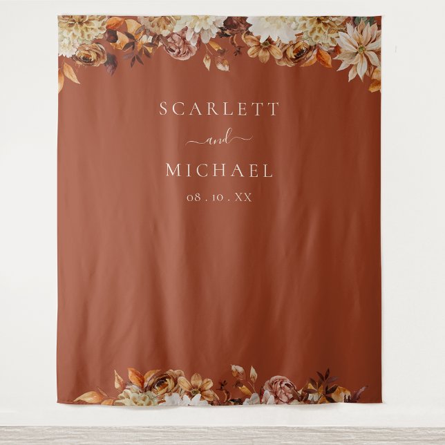 Tenture Noces de terre cuite (Terracotta Floral Wedding Tapestry by Painted Paperie
)