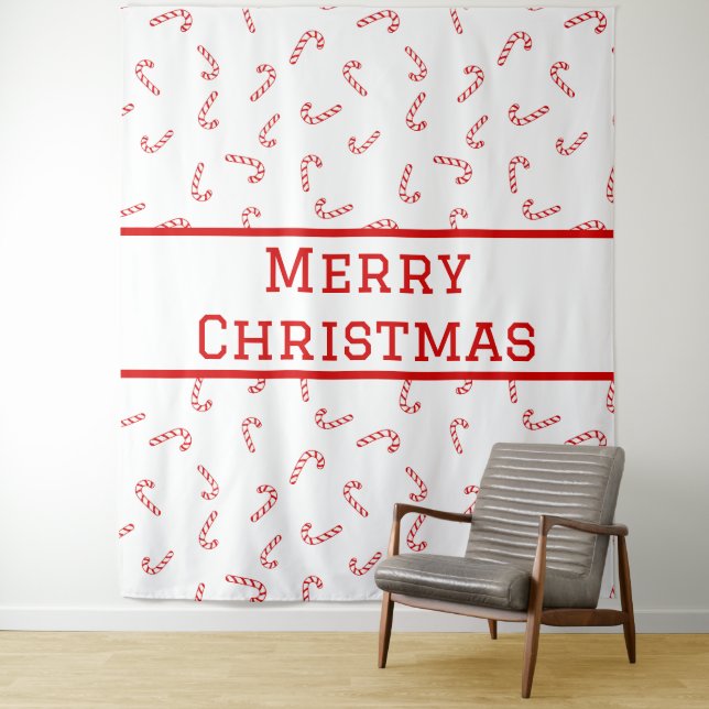 Tenture Noël Canne de Bonbons Personnalisée (En situation)