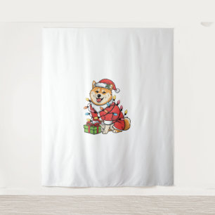 Tenture Noël de l'éclairage de Noël Père Noël Shiba Inu Ch