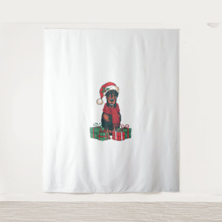 Tenture Noël Éclairage Père Noël Doberman Chien Noël