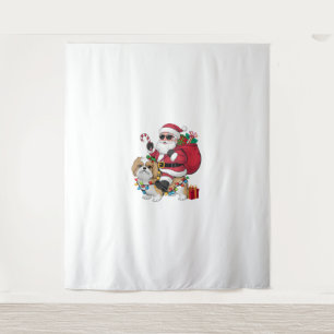 Tenture Noël Éclairage Père Noël équitation Chih Tzu Chien