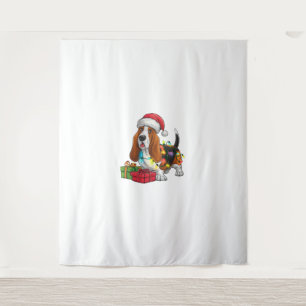 Tenture Noël Éclairage Santa Hat Basset Hound Chien Noël