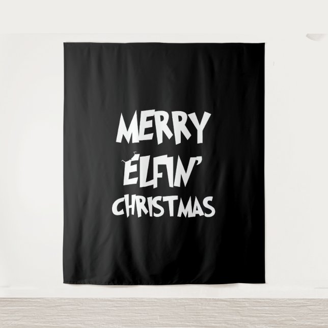 Tenture Noël - Joyeux Noël Elfin (Devant)