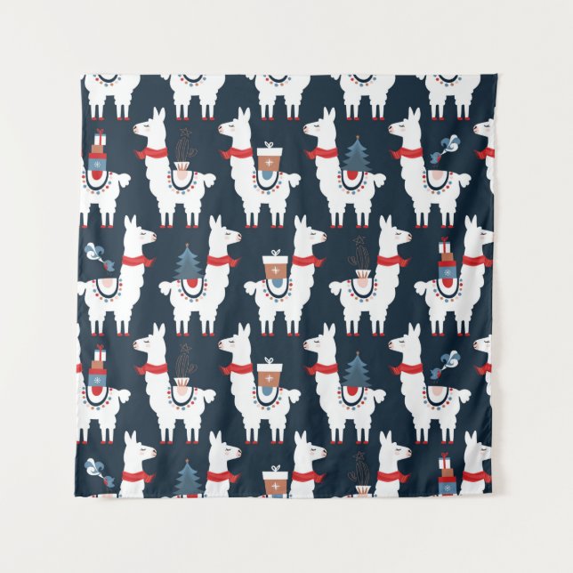 Tenture Noël lamas sans couture motif (Devant)