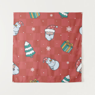 Tenture Noël Minimaliste : Design sans couture rouge.