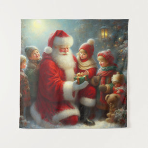 Tenture Noël Père Noël avec enfants 2