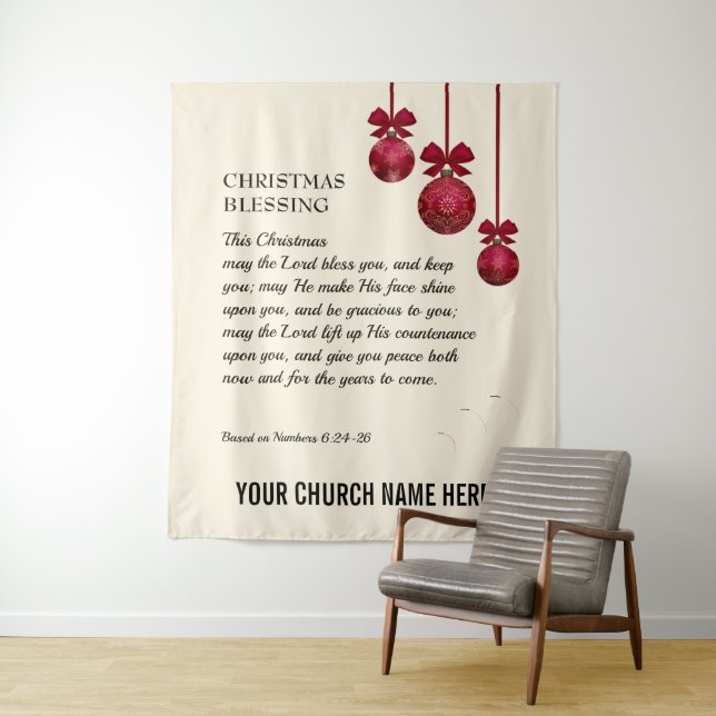 Tenture Noël QUE LE SEIGNEUR VOUS BÉNISSE Église (En situation)