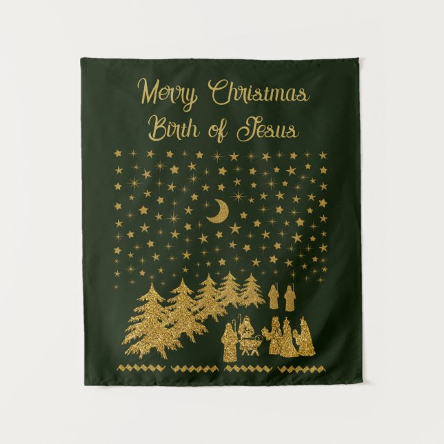 Tenture Noël religieux, Naissance de Jésus (Devant)