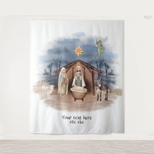 Tenture Noël religieux Nativité Naissance Jésus Baptême