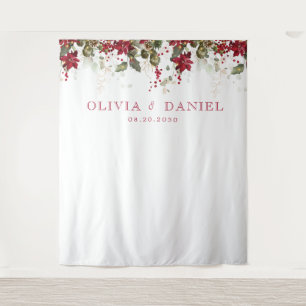 Tenture Noël Rouge Poinsettia Mariage Backdrops