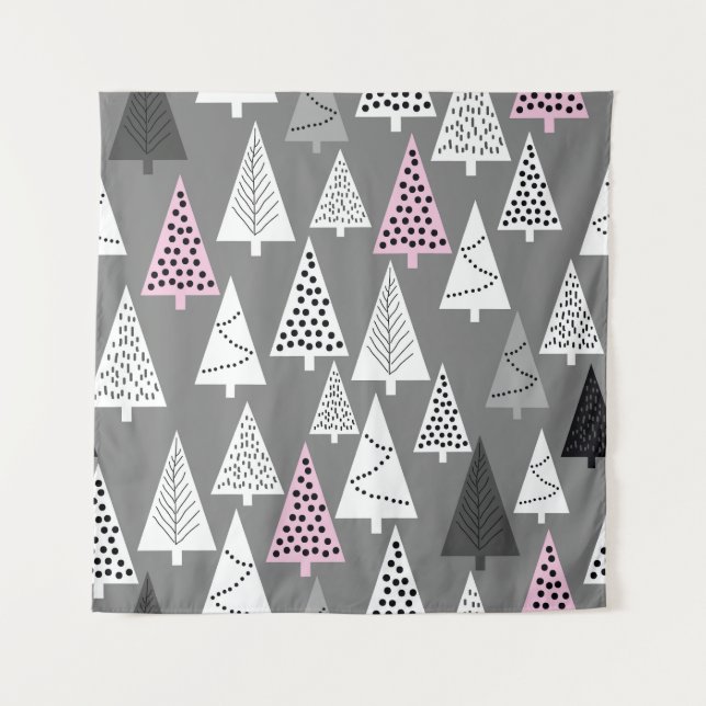 Tenture Noël simple : Motif d'arbre Abstrait (Devant)