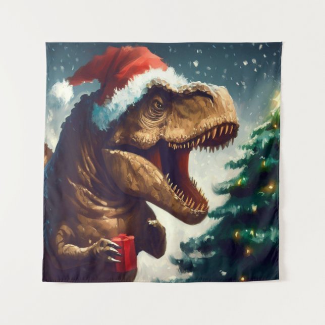 Tenture Noël T-Rex 1 (Devant)