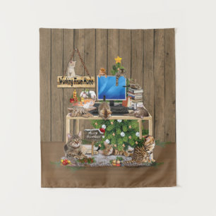 Tenture Noël - Travailler à la maison avec mes chats