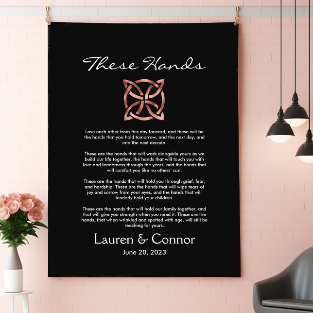 Tenture Noeud Celtique Garde de Mariage Irlandais Main dan (Celtic Knot Irish Wedding Keepsake)