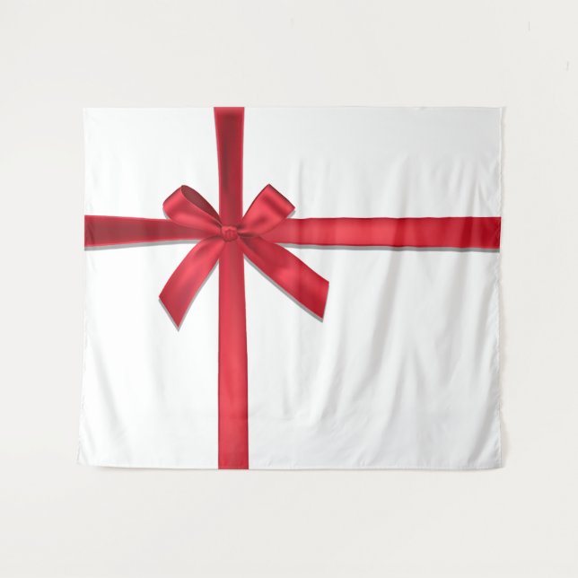 Tenture Nœud de ruban de satin rouge pour la fête de Noël (Devant (Horizontal))