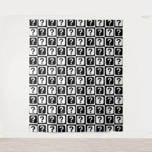 Tenture Noir blanc Question Mark Riddle Block Monogramme