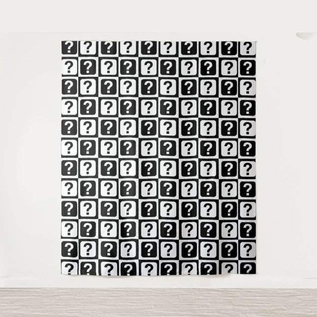Tenture Noir blanc Question Mark Riddle Block Monogramme (Devant)