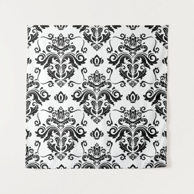 Tenture Noir et blanc oriental : Texture classique (Devant)