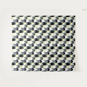 Tenture Noir, gris, chevron jaune