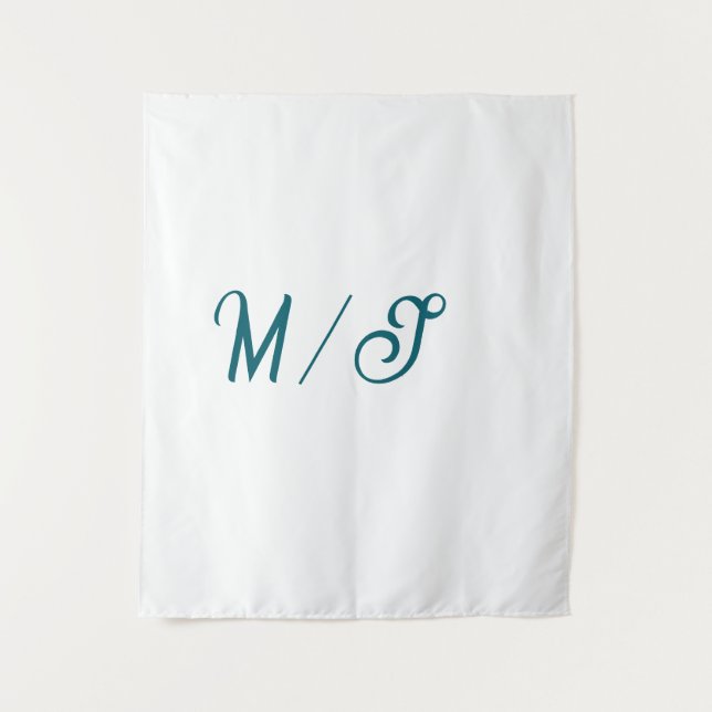 Tenture Nom de couple de mariage monogramme turquoise styl (Devant)