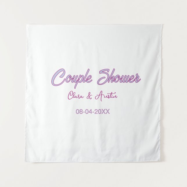 Tenture nom de douche de couple date gris tendance simple  (Devant)