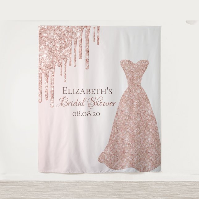 Tenture Nom de la robe rose gold de la mariée (Devant)