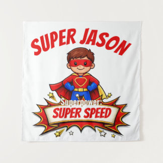 Tenture Nom de super-héros personnalisé pour enfants
