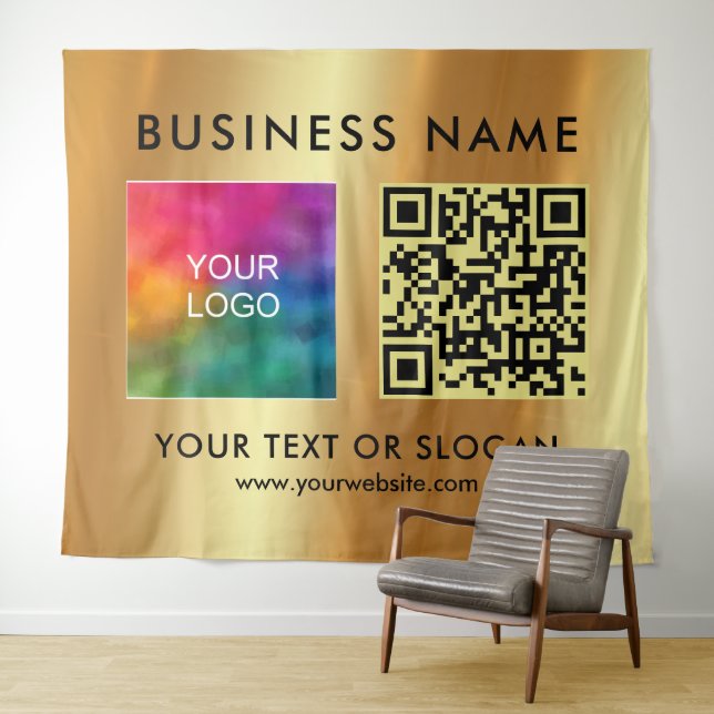 Tenture Nom du logo professionnel personnalisé QR Code ext (En situation (horizontale))