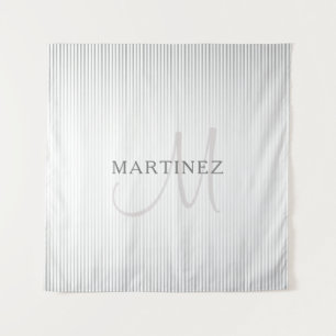Tenture Nom Élégant Monogramme & Gris Mince Ombre Gris Gri