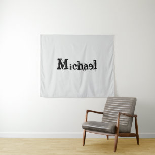 Tenture Nom monogramme moderne minimaliste noir gris