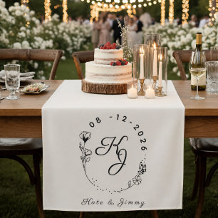 Tenture Nom personnalisé avec monogramme & Date Élégant ma