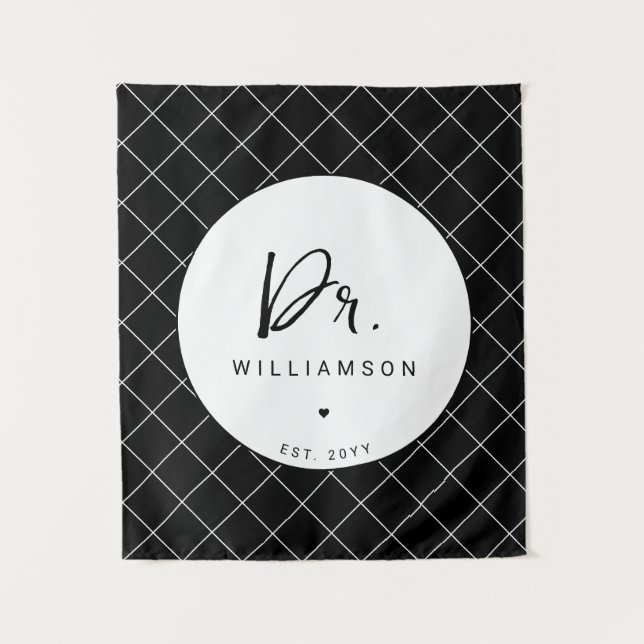 Tenture Nom personnalisé Dr Minimaliste Docteur Graduation (Devant)