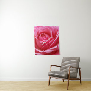 Tenture Nom personnalisé Fleur de rose élégante 