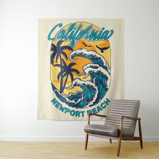 Tenture Nom personnalisé / Texte Californie Surf (En situation)