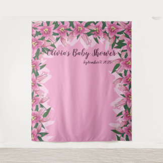 Tenture Nombre total de lentilles en floraison rose autour