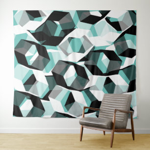 Tenture Nombreux hexagones avec parties incolores, sur tur