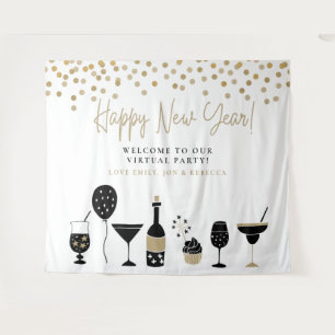 Tenture Noms de fonds de party virtuel de Bonne Année