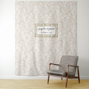 Tenture Noms de mariage de script élégant vintage damas ph