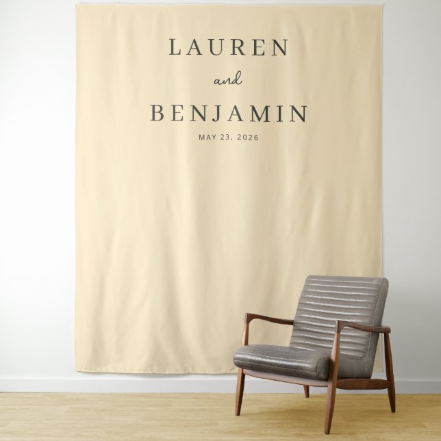 Tenture Noms Élégants Beige Minimalistes (En situation)