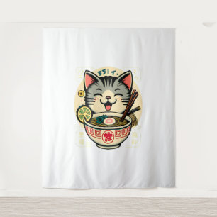 Tenture Noodle de chat japonais Anime ga Kawaii Chat