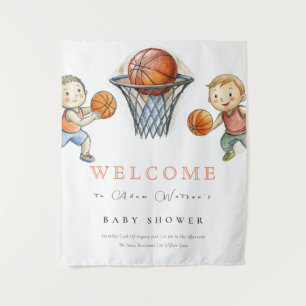 Tenture Notre Baby Shower pour Petit Champion de Basket-ba