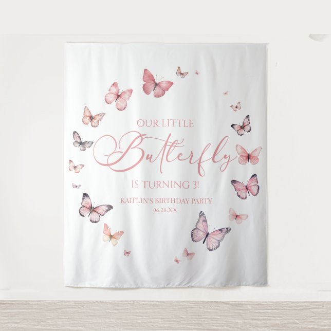 Tenture Notre Petit Papillon Soft Rose Anniversaire (Devant)