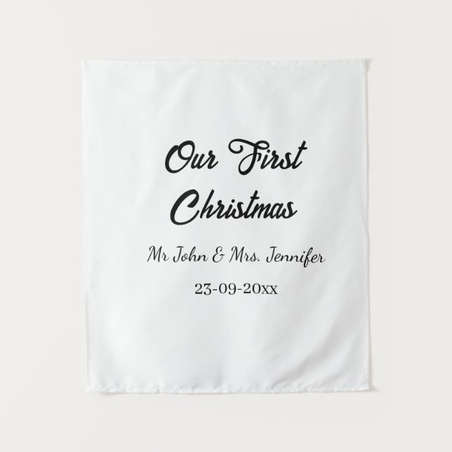 Tenture Notre premier Noël M et Mme nom de couple date (Devant)