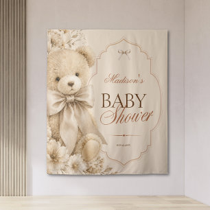 Tenture Noun ours en peluche beige floral