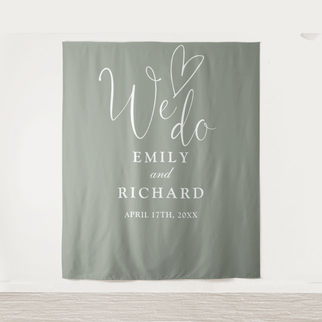 Tenture Nous faisons Sage Green Mariage Photo fond (Devant)