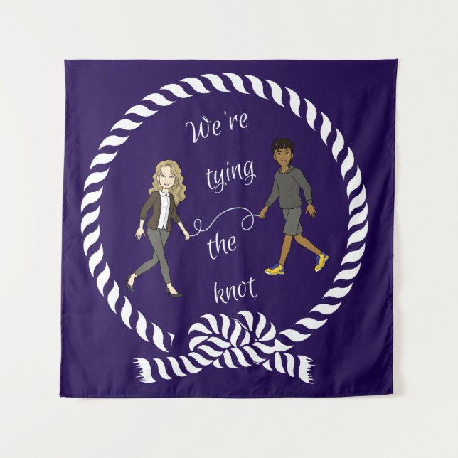 Tenture Nous nous marions Thème Nautique Anime Coloré    (Devant)