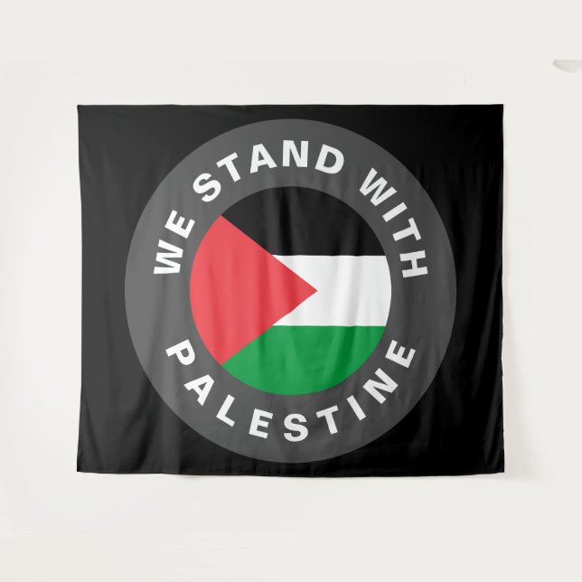 Tenture Nous nous tenons avec le drapeau de la Palestine e (Devant (Horizontal))