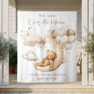 Tenture Nous sommes au-dessus du Baby shower Lune Neutre