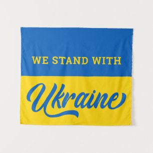Tenture Nous Sommes Avec Ukraine Bleu Or drapeau ukrainien