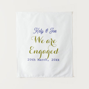 Tenture Nous sommes fiancés violet or nom date élégant sim